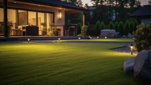residential home with synthetic grass