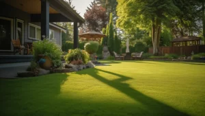 residential home with synthetic grass